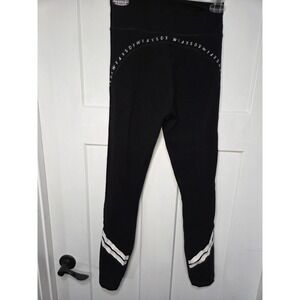 White Fox Active SDX WFA Leggings Black High Waisted Drawstring Logo Stripes S